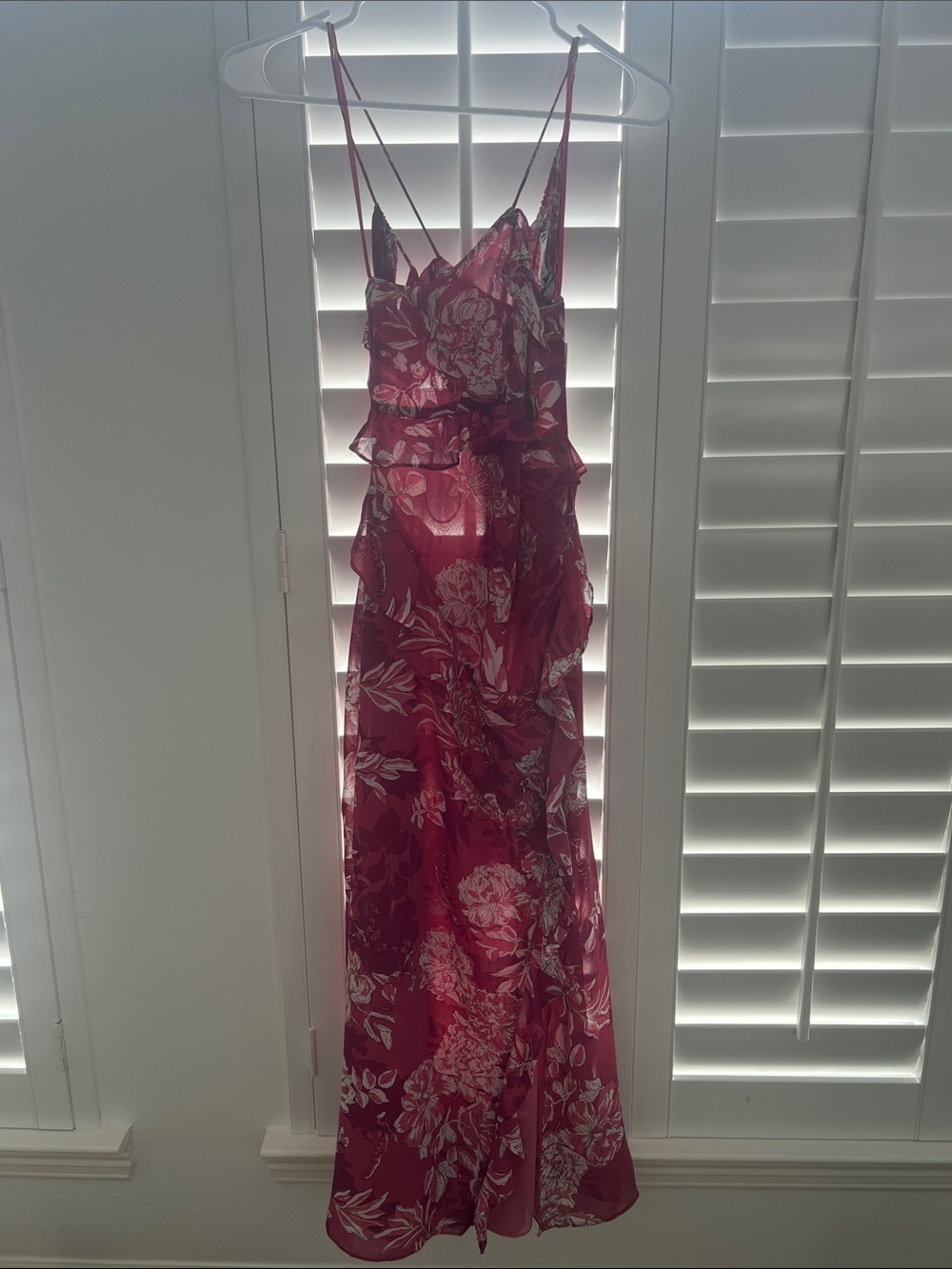 Zara Raspberry Pink Floral Ruffle Slip Maxi Dress - Picture 4 of 6